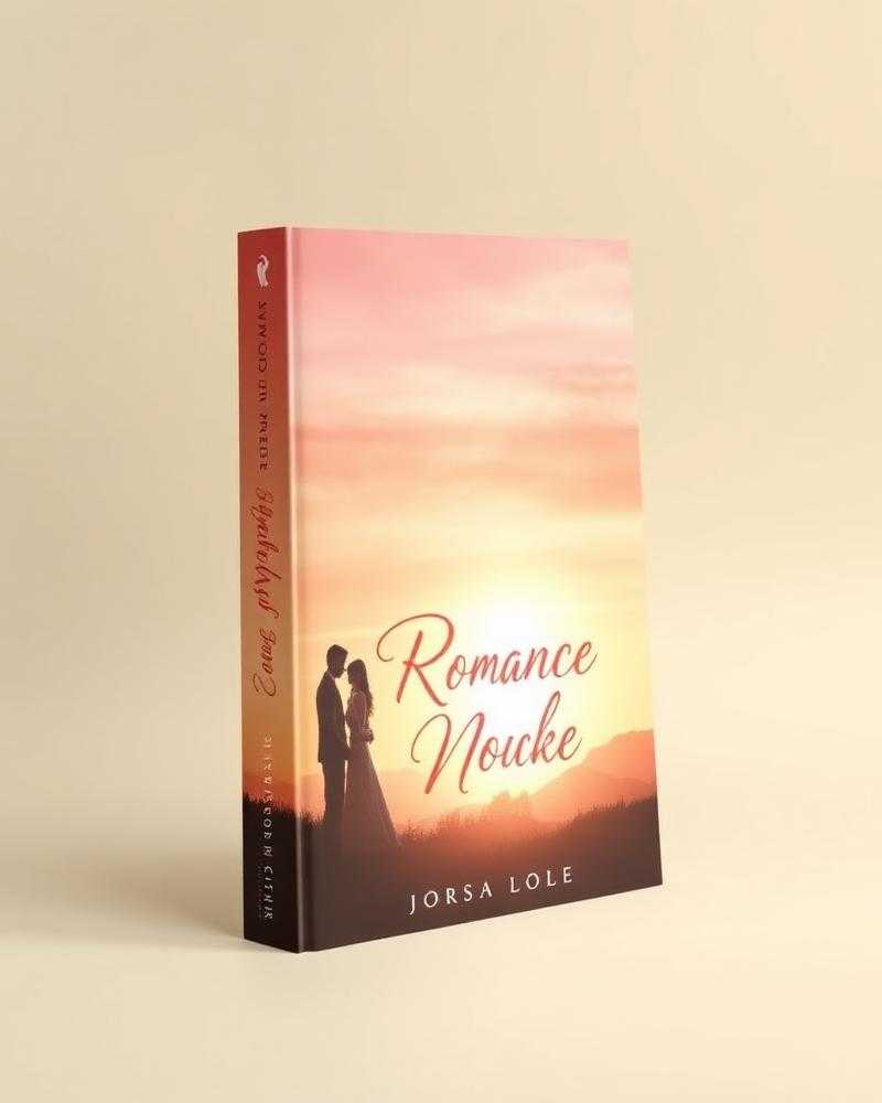Romance book cover mockup with a sunset silhouette of two figures